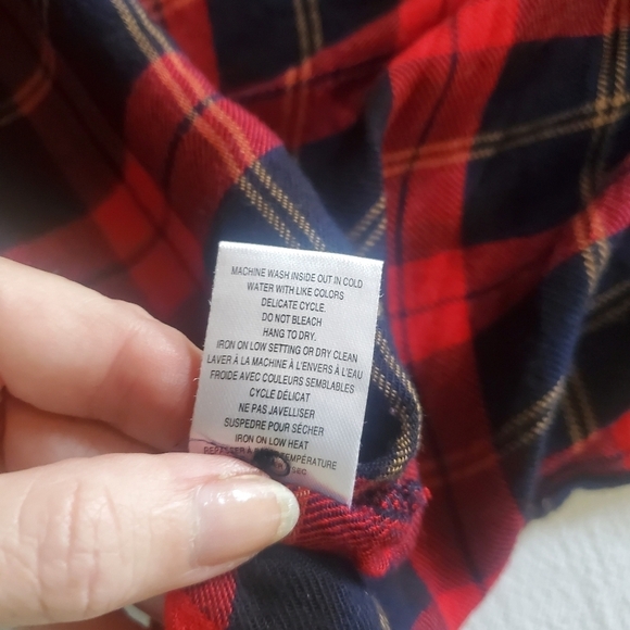 Fenomenon Red Plaid Holiday Ruffled Long Sleeve Sz. 3X Blouse Tunic - Picture 5 of 10